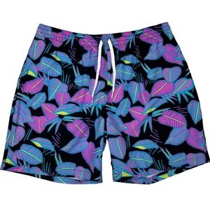 Chubbies Swim Trunks Tropical Loud Print Leaf Men XXL 7" Beach Coastal 90s Neon
